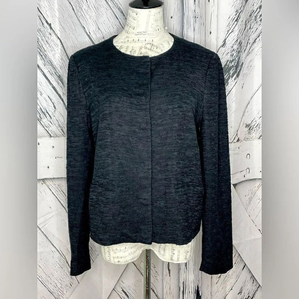 VINCE Jacket Blazer Black Snap Close Cotton L